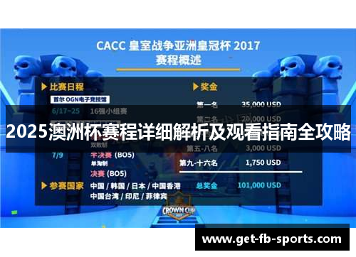2025澳洲杯赛程详细解析及观看指南全攻略